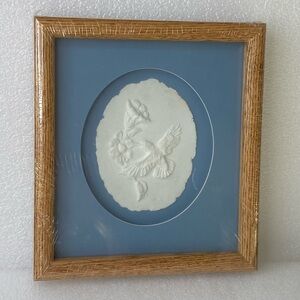 Vintage Art COTTON COUNTRY Handmade PAPER CASTING Framed HUMMINGBIRD Sz 9"x 10"